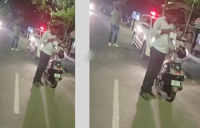நடுரோட்டில் காரை நிறுத்திவிட்டு தூக்கம்