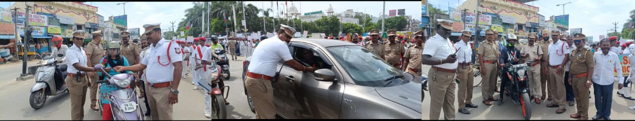 ஆவடி காவல் ஆணையர் அவர்களின் உத்தரவு பேரில் ஆவடி போக்குவரத்து ஆய்வாளர், மாணவர்கள் சாலை விழிப்புணர்வு பேரணிகொடி அசைத்து துவக்கி வைத்தார். 