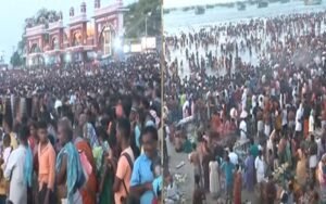 ஆடி அமாவாசை: அக்னி தீர்த்தத்தில் நீராடி திதி கொடுத்து வழிபாடு!