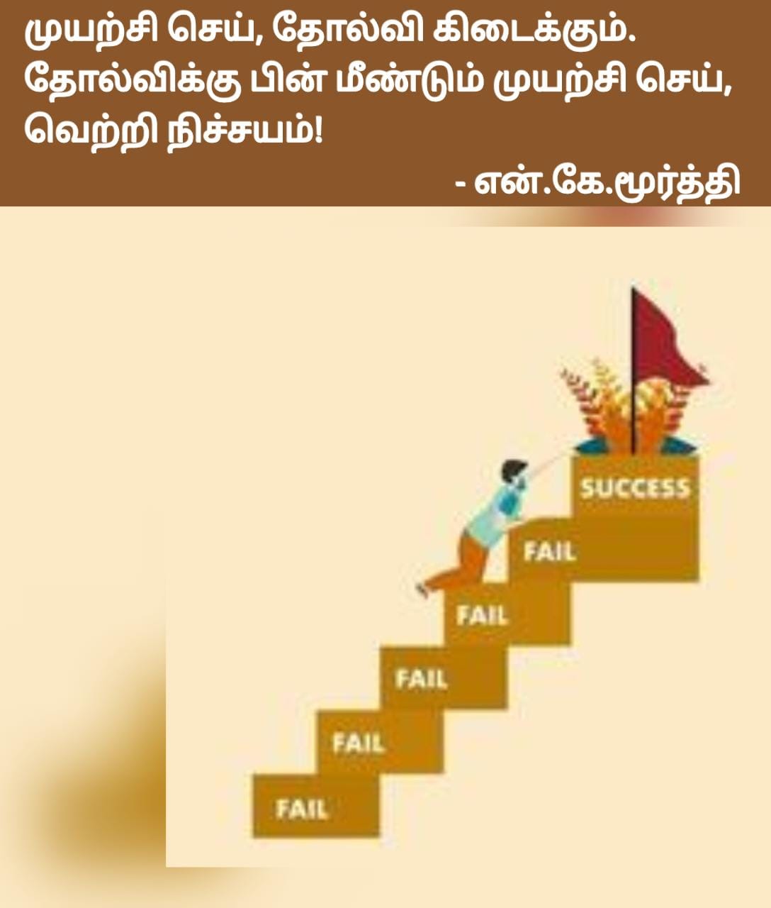 முயற்சி செய், தோல்வி கிடைக்கும். தோல்விக்கு பின் மீண்டும் முயற்சி செய், வெற்றி நிச்சயம் - என்.கே. மூர்த்தி