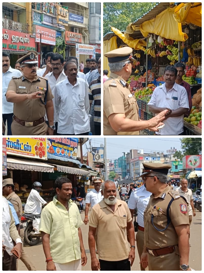 ஆவடி மார்க்கெட் பகுதி ஆக்கிரமிப்பு அகற்றியதை பார்வையிட்ட காவல் ஆணையர்