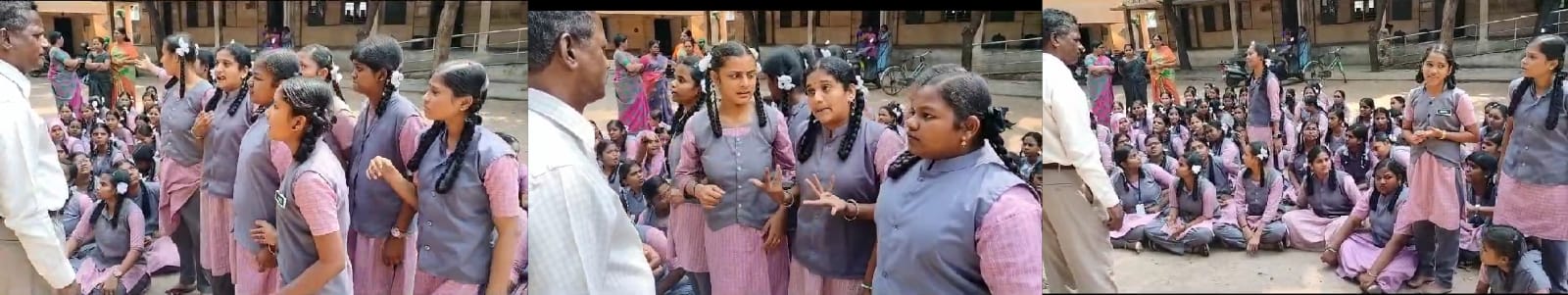 தலைமை ஆசிரியர் முட்டி போட வைத்து தண்டித்ததால் மாணவிகள் எதிர்ப்பு