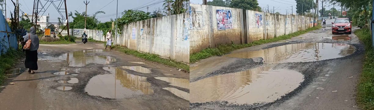 500 மீட்டர் சாலையில் 5000 பள்ளம்-பொதுமக்கள் அவதி 