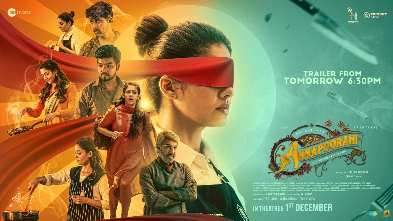 நயன்தாரா நடிப்பில் உருவாகும் அன்னபூரணி.... ட்ரெய்லர் ரிலீஸ் அறிவிப்பு!