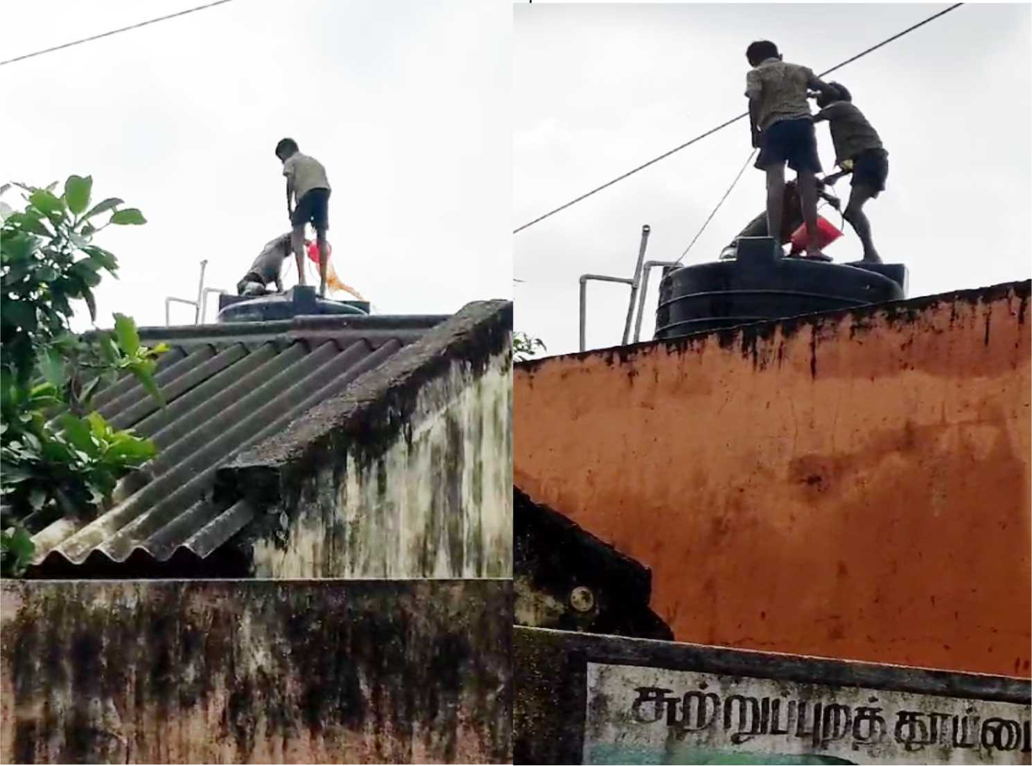 கொரட்டூர் அரசு உயர்நிலைப் பள்ளியின் தலைமை ஆசிரியர்  4ம் வகுப்பு மாணவர்களை நீர்த்தேக்க தொட்டியை சுத்தம் செய்ய சொல்லும் அவலம்!