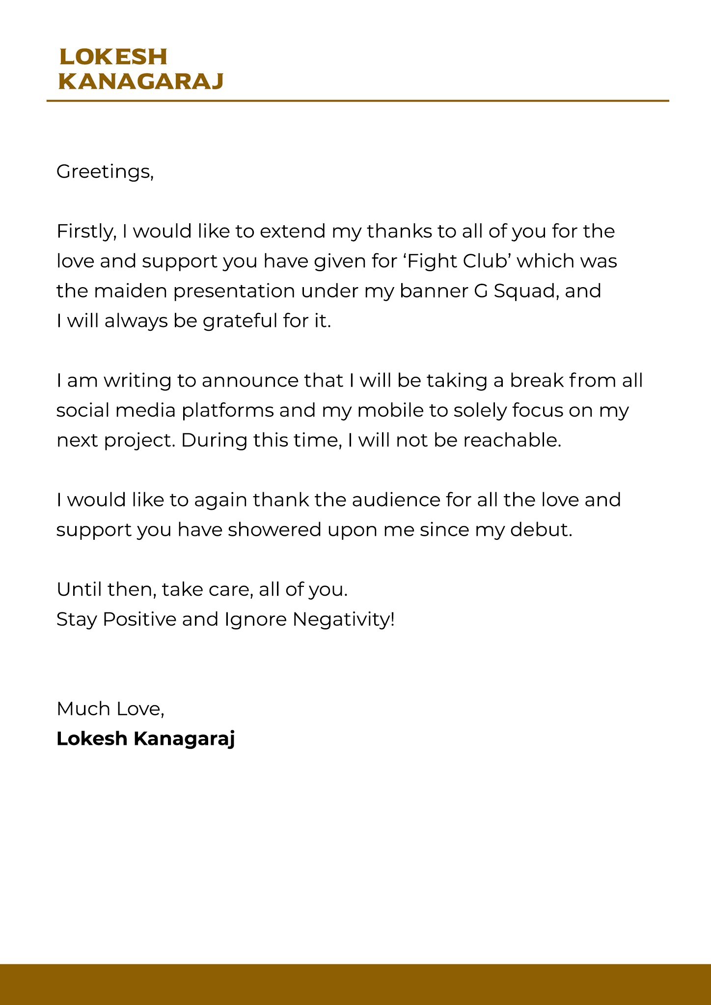 சோசியல் மீடியாவில் இருந்து ஓய்வு பெறுவதாக அறிவித்த லோகேஷ் கனகராஜ்!