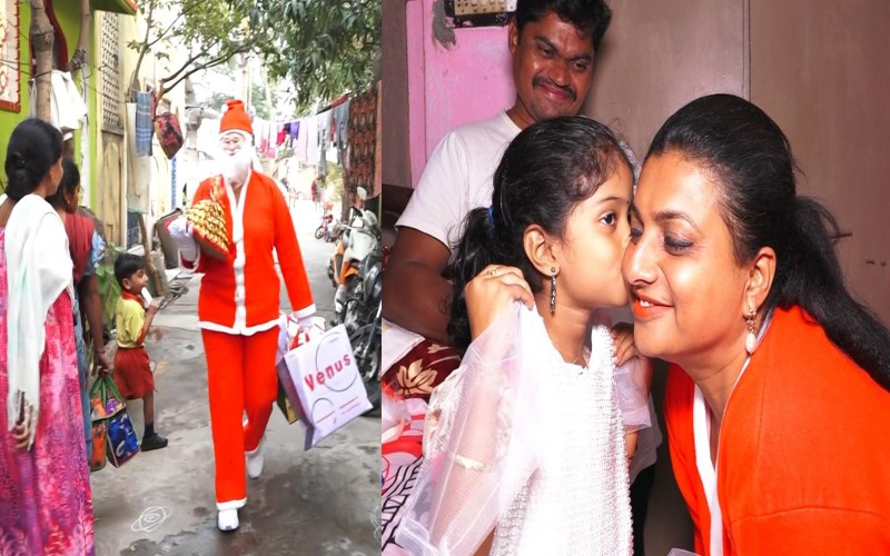 கிறிஸ்துமஸ் தாத்தா வேடமிட்டு மாற்றுத்திறனாளிக்கு பரிசுகள் வழங்கிய அமைச்சர் ரோஜா!