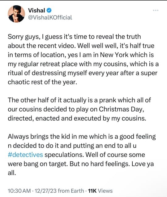 இளம் பெண்ணுடன் டேட்டிங்?.....வைரலான வீடியோவிற்கு விளக்கம் அளித்த விஷால்!