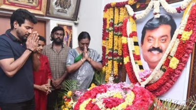 கேப்டன் விஜயகாந்துக்கு மனைவியுடன் சென்று அஞ்சலி செலுத்திய சிவகார்த்திகேயன்!