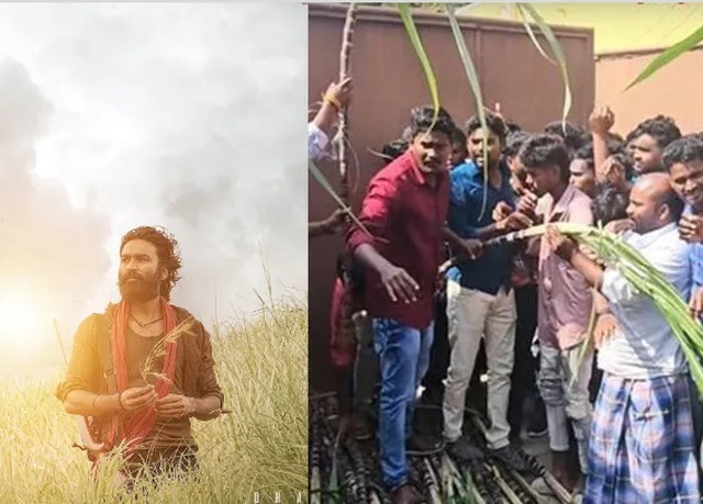 தனுஷின் கேப்டன் மில்லரை கரும்பு கொடுத்து கொண்டாடிய ரசிகர்கள்!