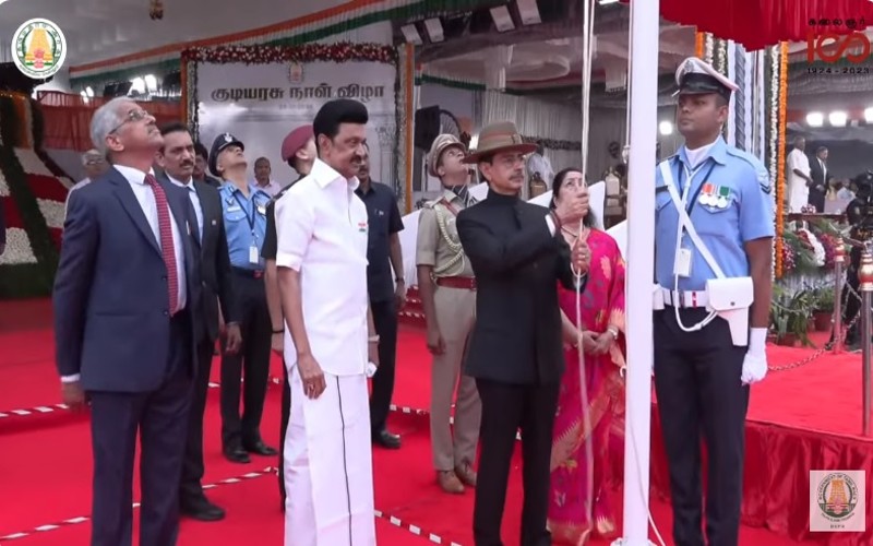 சென்னையில் ஆளுநர் ஆர்.என்.ரவி தேசியக் கொடியை ஏற்றினார்!