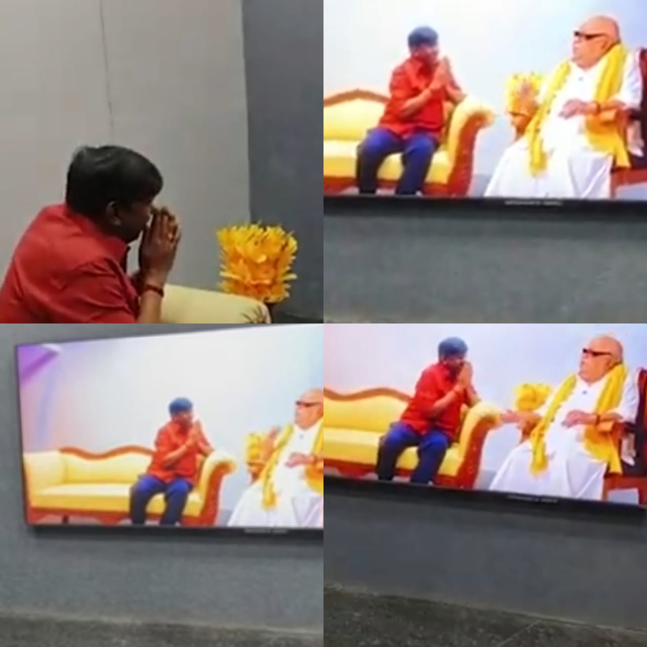 கலைஞர் நினைவிடத்தில் கருணாநிதியுடன் பேசி மகிழ்ந்த நடிகர் வடிவேலு!