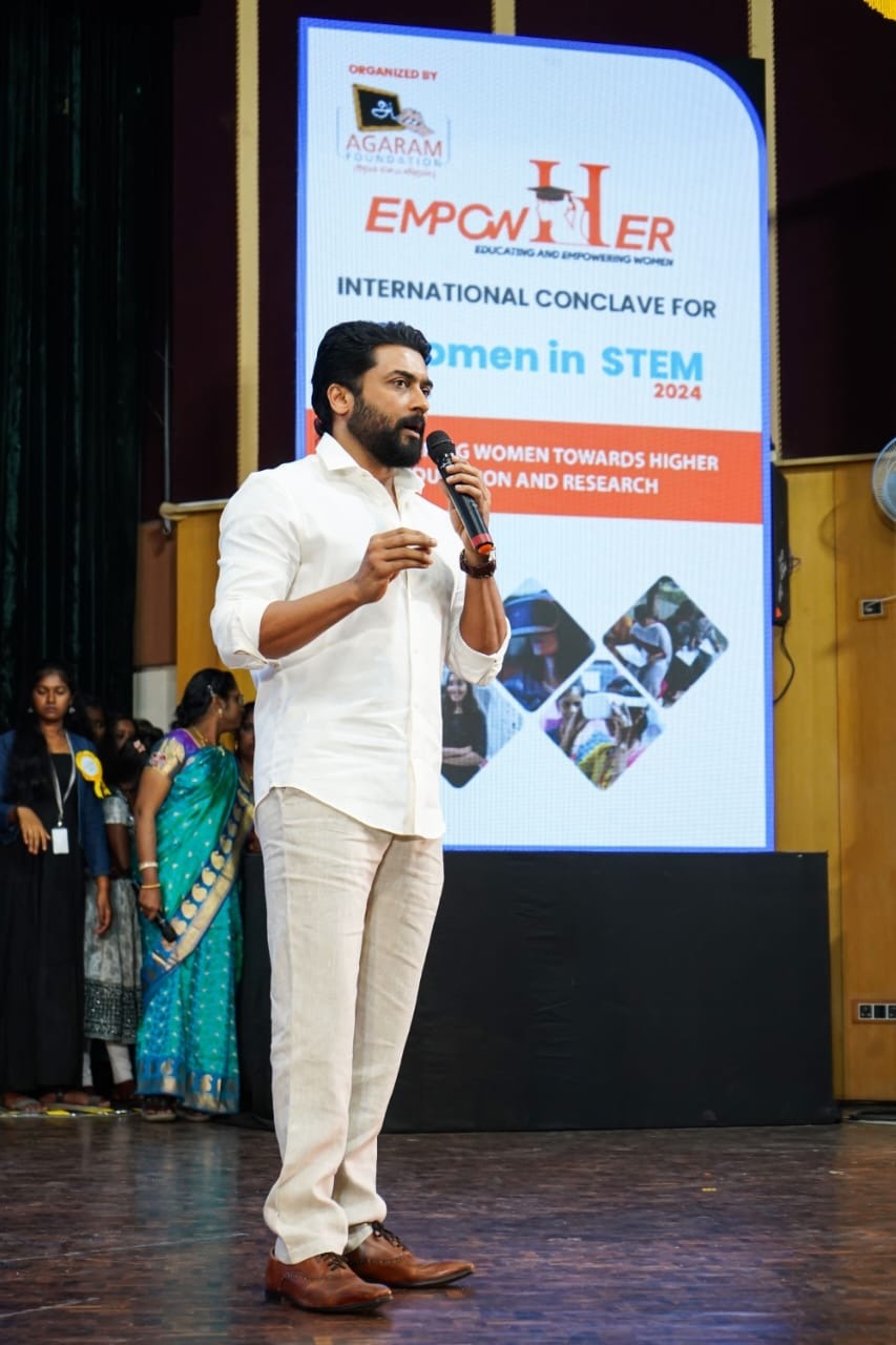 ஒரு பெண்ணால் 5 ஆண்கள் செய்யும் வேலையை செய்ய முடியும்.... நடிகர் சூர்யா!