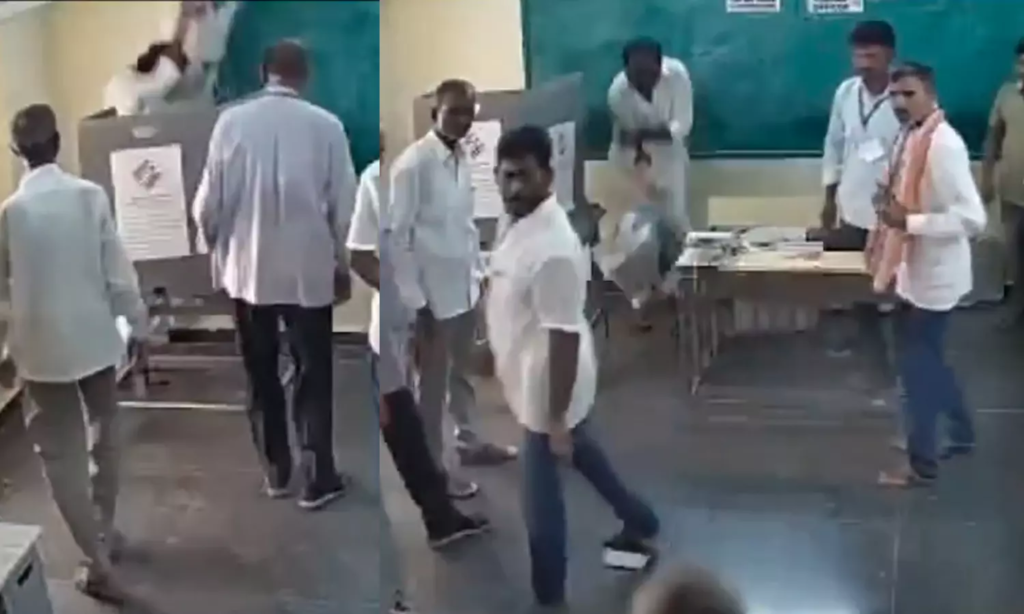 ஆந்திராவில் மின்னணு வாக்கு பதிவு இயந்திரத்தை உடைத்த எம்.எல்.ஏ கைது