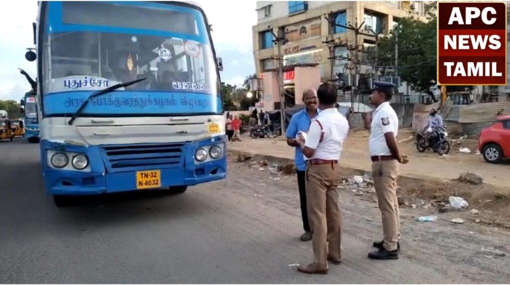 காவலருடன் பேருந்து நடத்துநர் வாக்குவாதம்