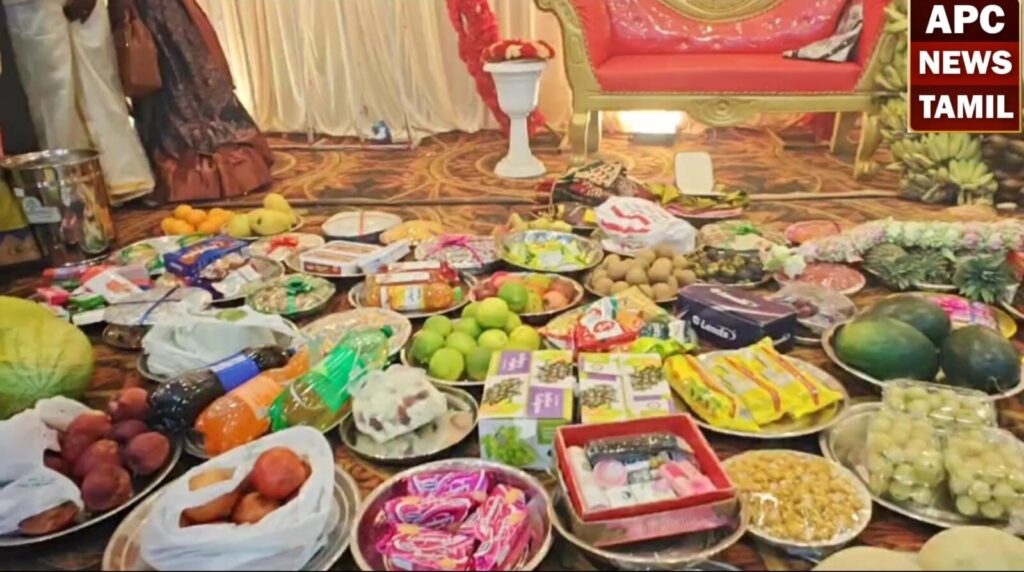 ஆவடி அருகே மாட்டு வண்டியில் சீர்வரிசை - கெத்து காட்டிய தாய்மாமன்