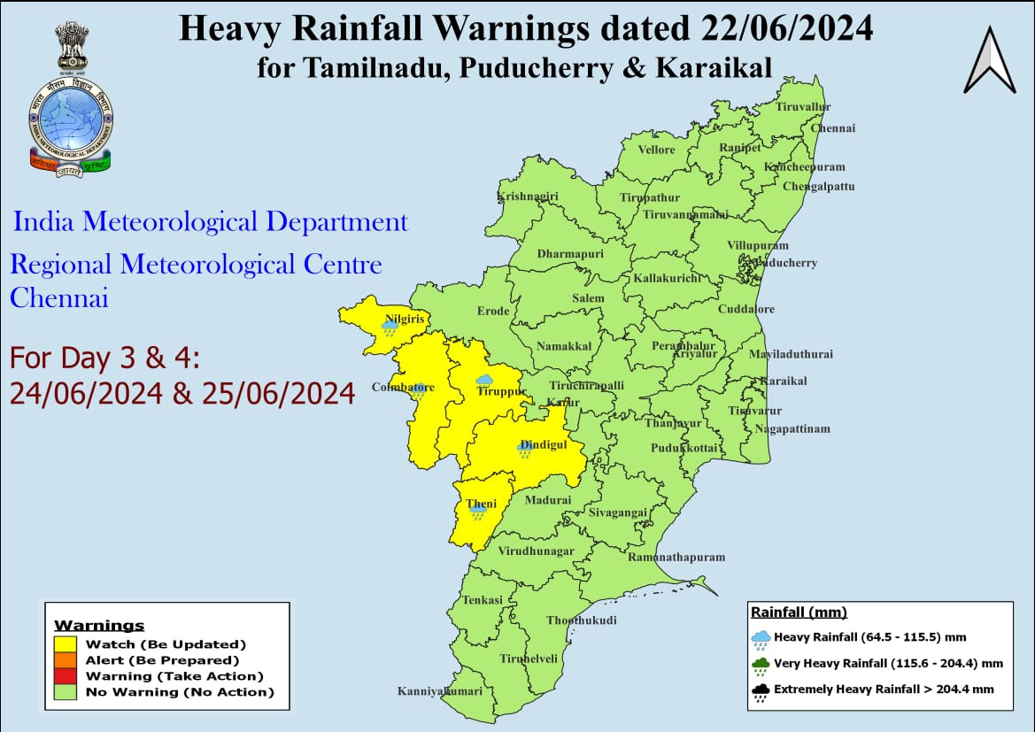 நீலகிரி, கோவையில் இன்றும் நாளையும் ஆரஞ்சு எச்சரிக்கை