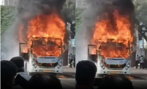 சென்னையில் பற்றி எரிந்த ஏசி பேருந்து