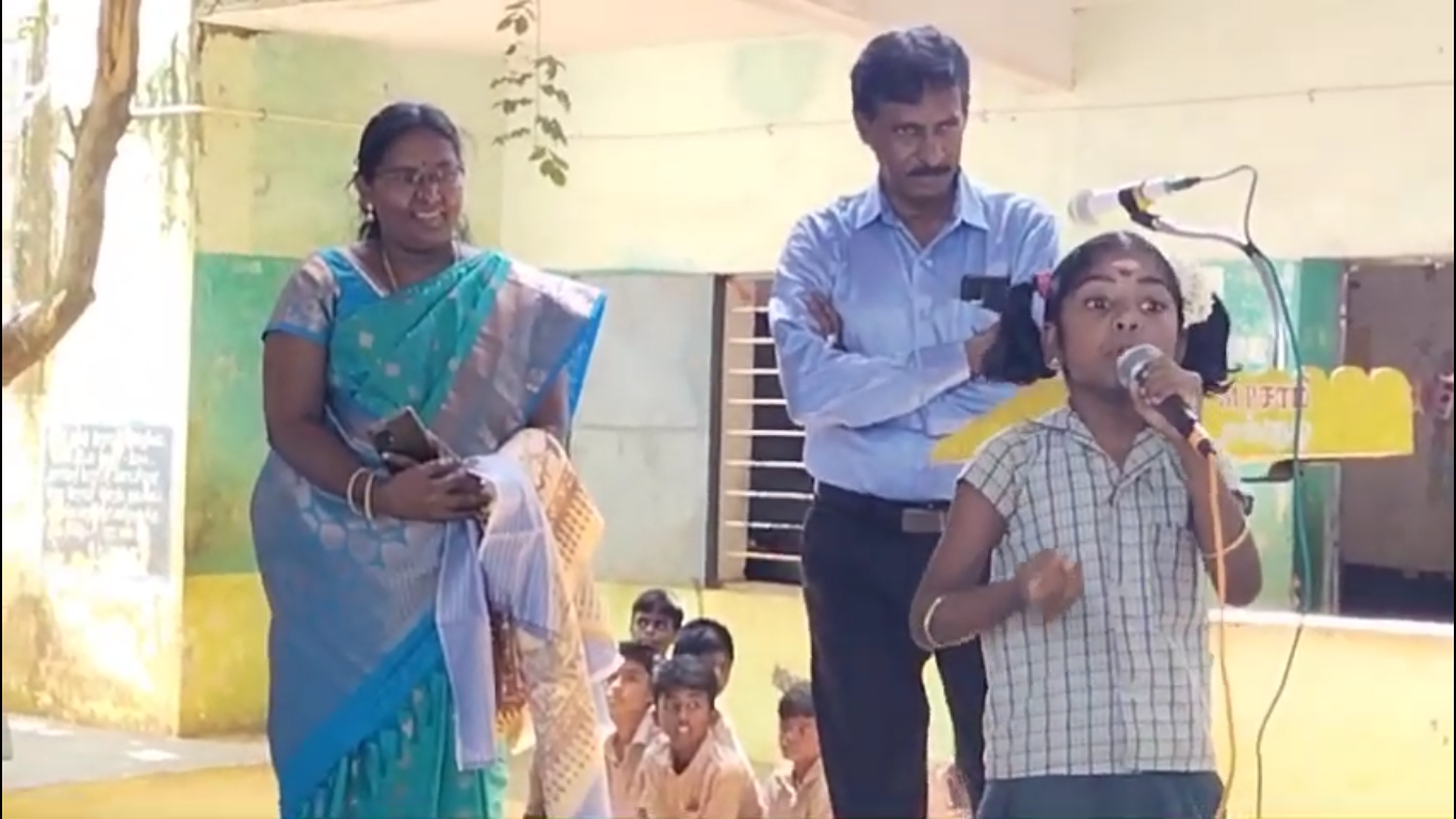 கலைஞரை புகழ்ந்து பேசிய அரசுப்பள்ளி மாணவி