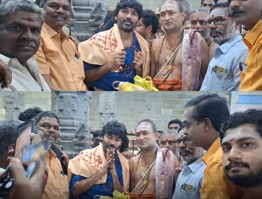 திருவண்ணாமலையில் தனது மகன்களுடன் சாமி தரிசனம் செய்த தனுஷ்!
