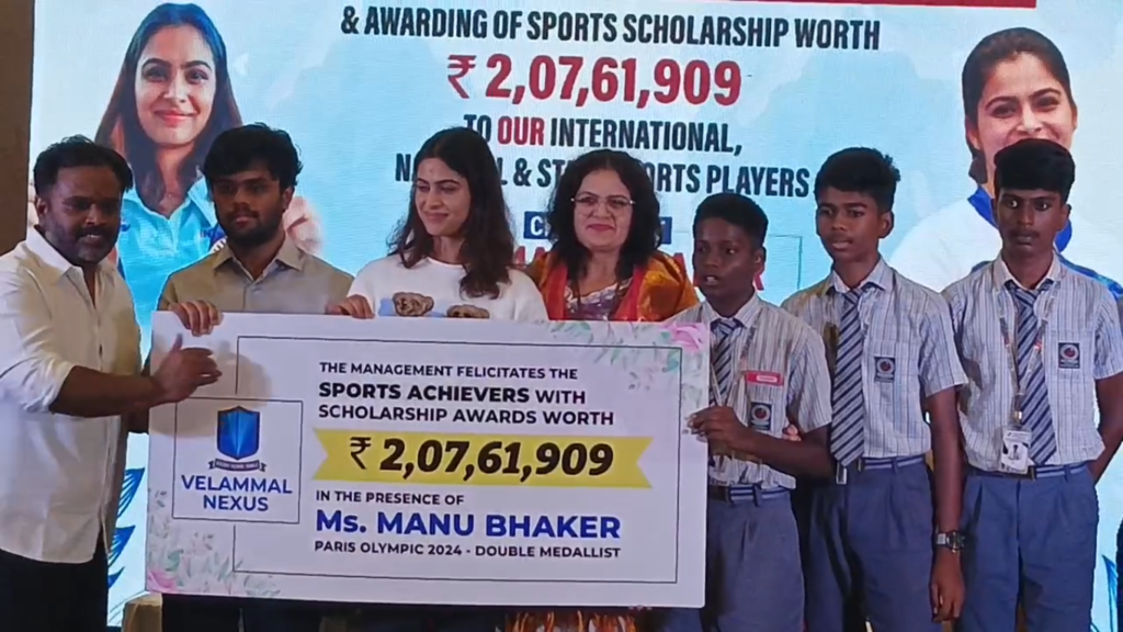 சென்னையில் மனு பாக்கருக்கு பாராட்டு விழா