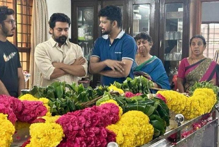 தயாரிப்பாளர் மோகன் நடராஜன் உடலுக்கு அஞ்சலி செலுத்திய நடிகர் சூர்யா!