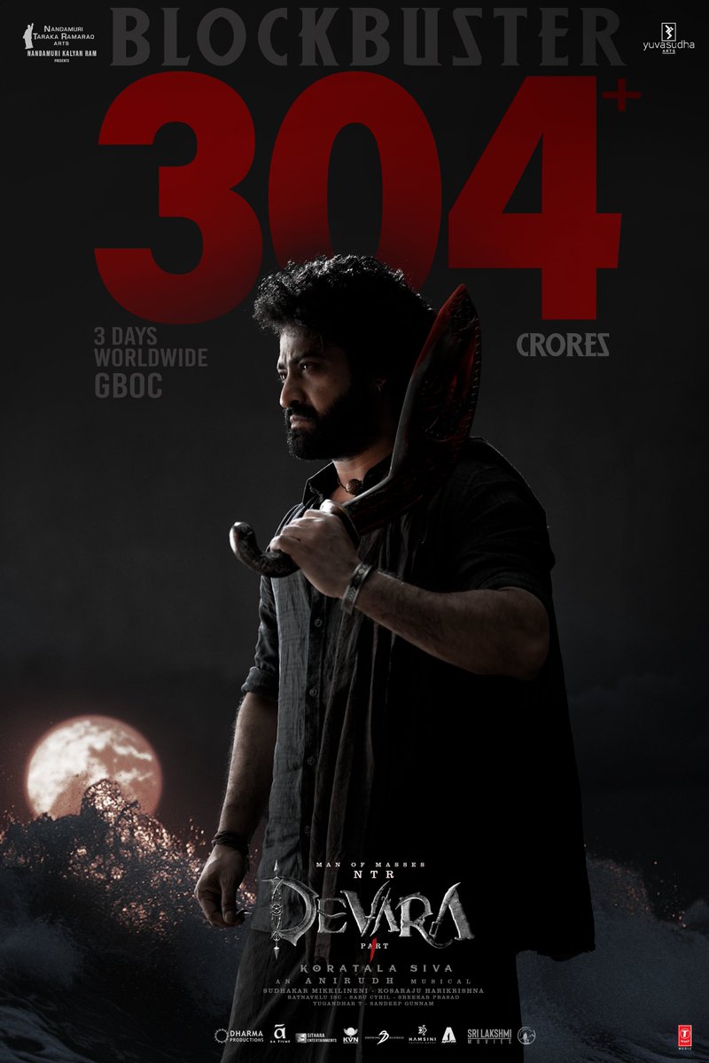 மூன்று நாட்களில் 300 கோடியை தாண்டிய 'தேவரா'.... அதிகாரப்பூர்வ அறிவிப்பு!