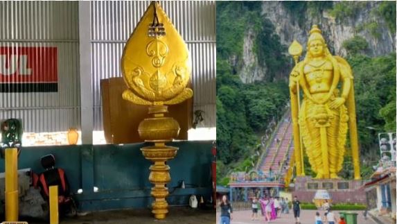 15 அடி உயரத்தில் மலேசியா சுப்பிரமணிய சுவாமி கோயிலுக்கு வேல்