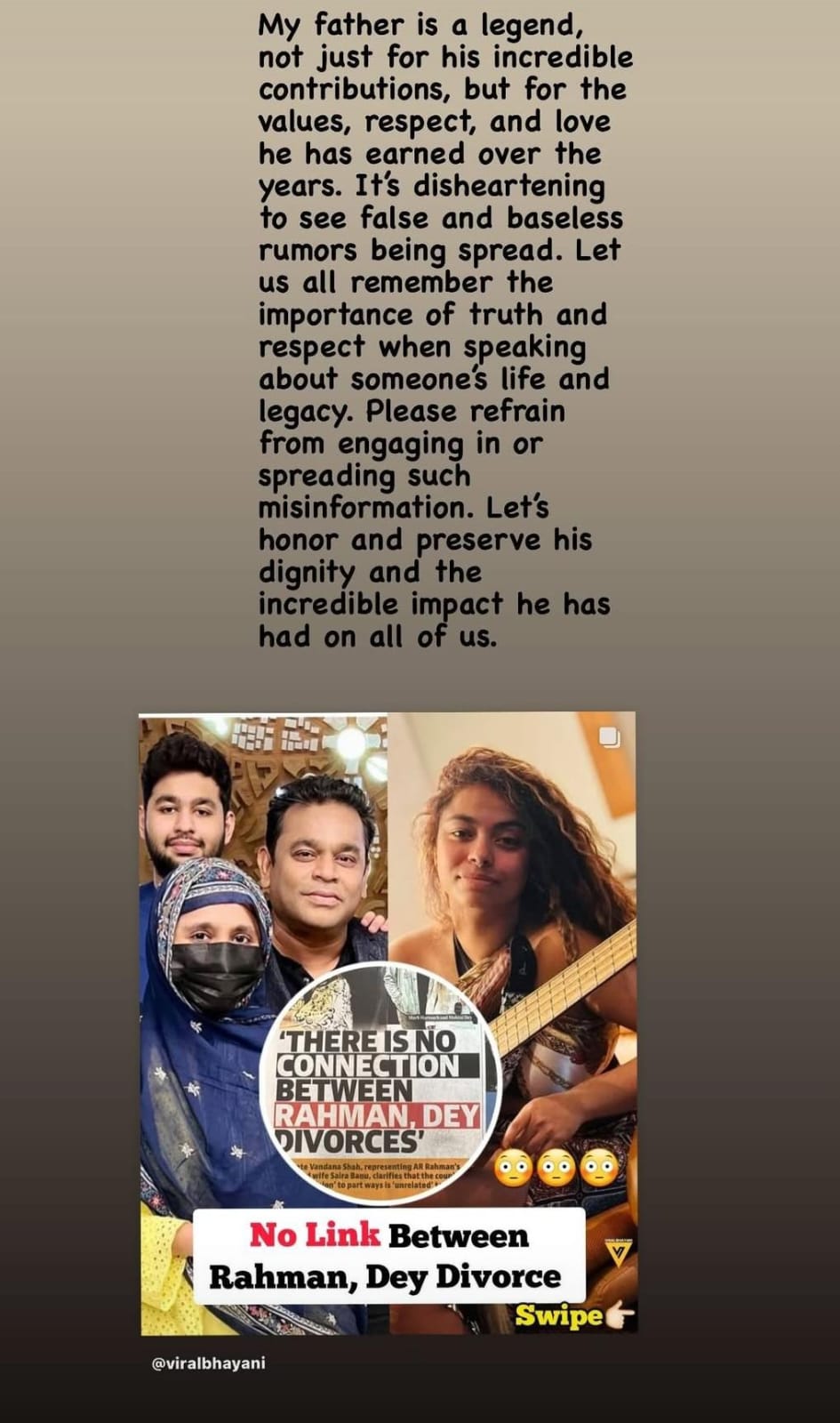 என் தந்தை ஒரு லெஜன்ட்.... ஏ.ஆர்.ரகுமான் பற்றிய வதந்திக்கு வருத்தம் தெரிவித்த அமீன்!