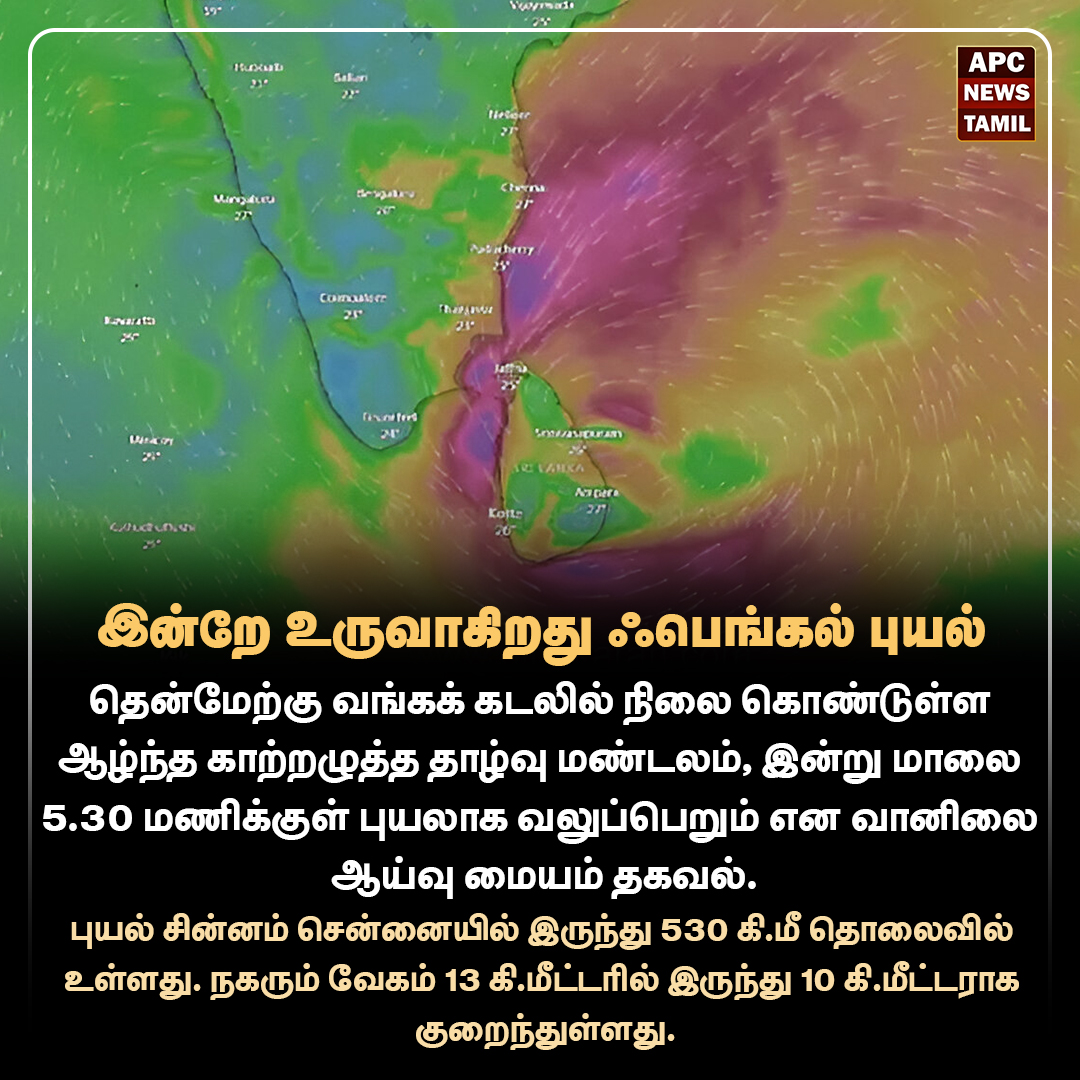 இன்று உருவாகிறது ஃபெங்கல் புயல்