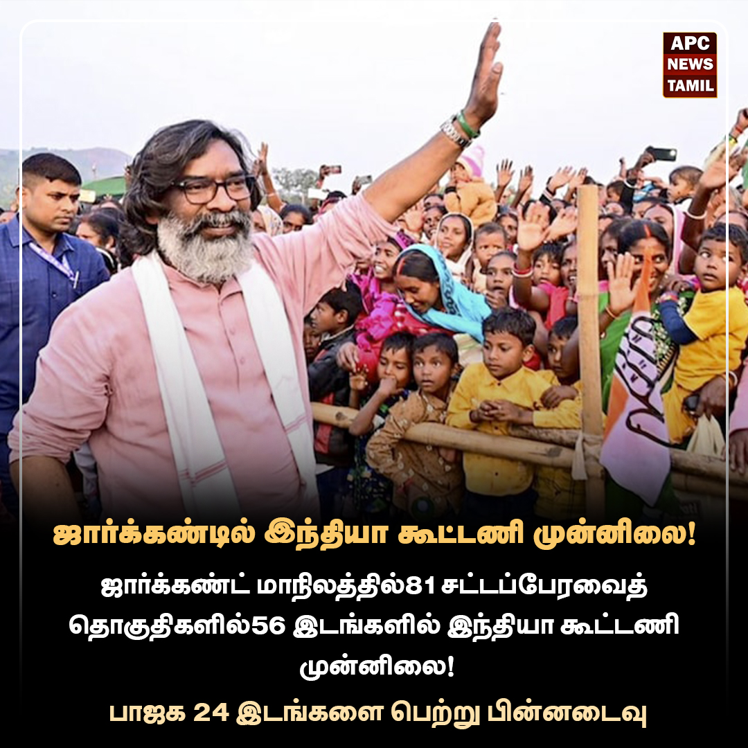 ஜார்க்கண்டில் இந்தியா கூட்டணி முன்னிலை