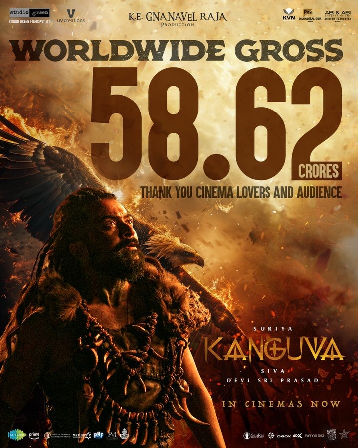 கலவையான விமர்சனங்களுக்கிடையே கெத்து காட்டிய 'கங்குவா'.... முதல் நாள் வசூல் குறித்த அறிவிப்பு!
