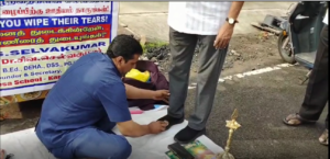 நான் காலணி துடைக்கிறேன், நீங்கள் கண்ணீரை துடையுங்கள்.." ஆதரவற்ற குழந்தைகளின் கல்விக்காக ஷூ பாலிஷ் போடும் பேராசிரியர்