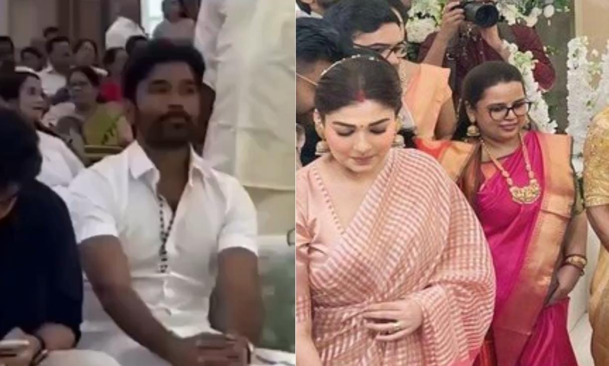 பிரபல தயாரிப்பாளரின் திருமண விழாவில் கலந்து கொண்ட தனுஷ் - நயன்தாரா .....வைரலாகும் வீடியோ!
