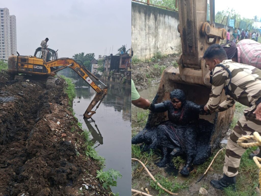 கூவம் ஆற்றில் தவறி விழுந்த பெண்ணை காப்பாற்றிய சென்னை காவல் ஆணையரின் சிறப்பு அதிவிரைவு படை