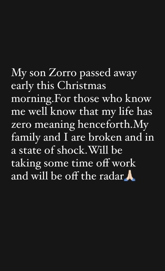 என் மகன் இறந்துவிட்டான்.... நடிகை திரிஷாவின் கண் கலங்க வைக்கும் பதிவு!