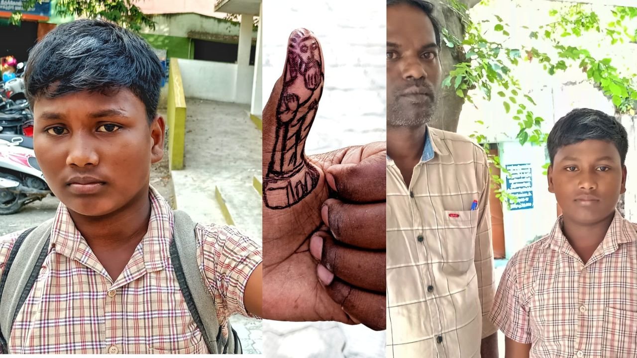 "ஆள்காட்டி விரலில்" திருவள்ளுவர் சிலையை வரைந்து அரசுப்பள்ளி மாணவர் அசத்தல்!