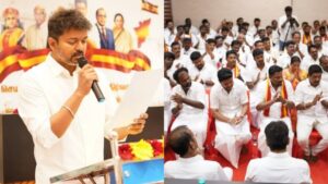 தவெக  தலைமை அலுவலகத்தில் மாவட்ட செயலாளர்களுடன் தலைவர் விஜய் ஆலோசனை கூட்டம்