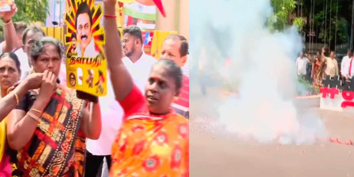 விண்ணை அதிரவைக்கும் பட்டாசு சத்தம் – ஈரோட்டில் திமுகவின் வெற்றி முழக்கம்