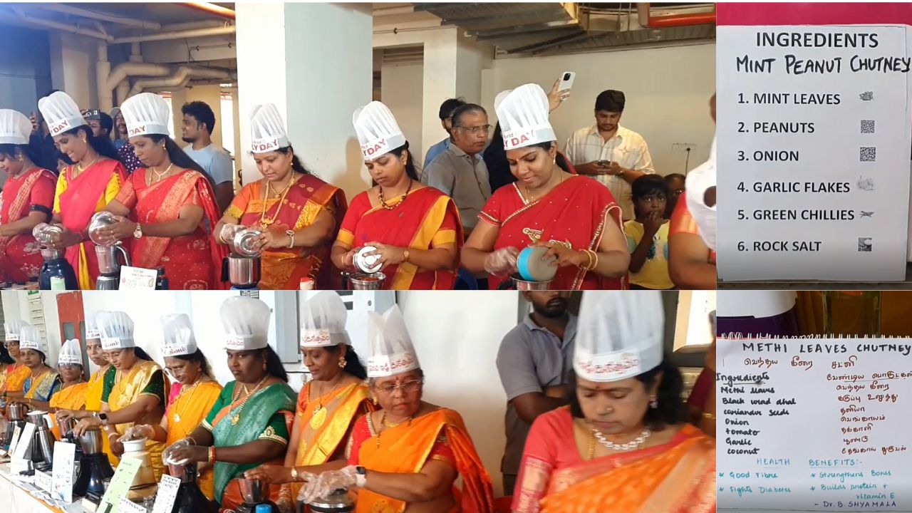 உலக இட்லி தினத்தை முன்னிட்டு: நூறு மகளிர், 100 விதமான சட்னி - 60 வினாடிகளில்!