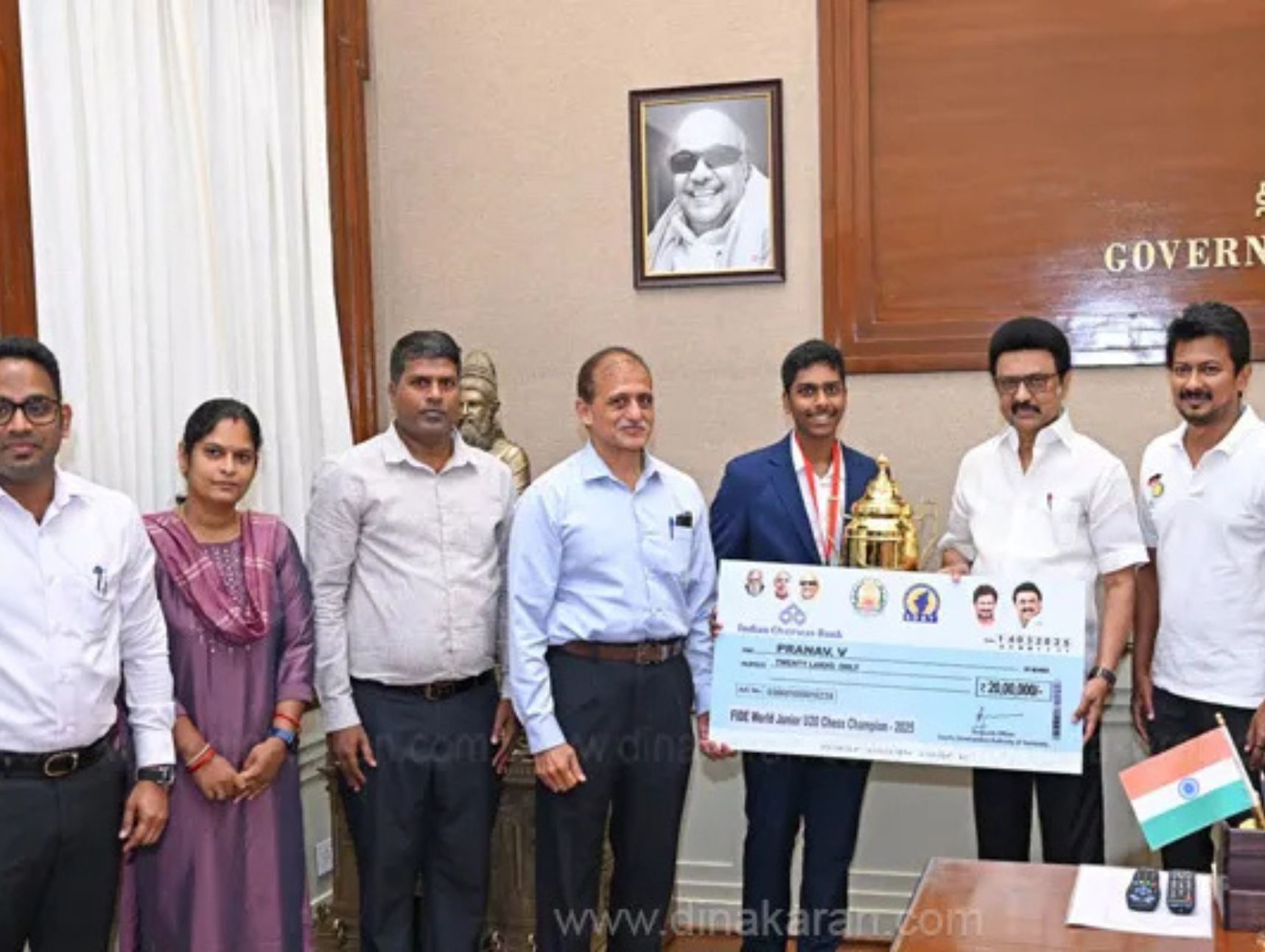 உலக ஜூனியர் சாம்பியன்ஷிப் போட்டியில் வெற்றி: பிரணவ் வெங்கடேஷ்க்கு  முதல்வர் மு.க.ஸ்டாலின் பாராட்டு