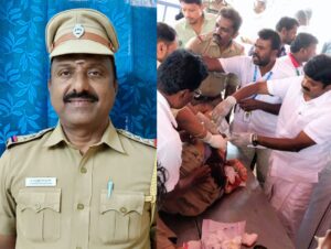 மாடு முட்டியதில்  படுகாயம்:  டாக்டராக மாறி முதலுதவி சிகிச்சை அளித்த முன்னாள் அமைச்சர்