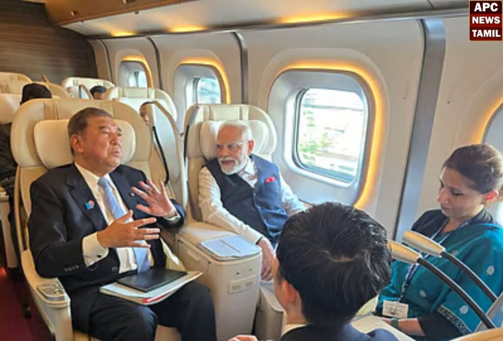 ஜப்பானில் புல்லட் ரயிலில் பிரதமர் மோடி பயணம்…