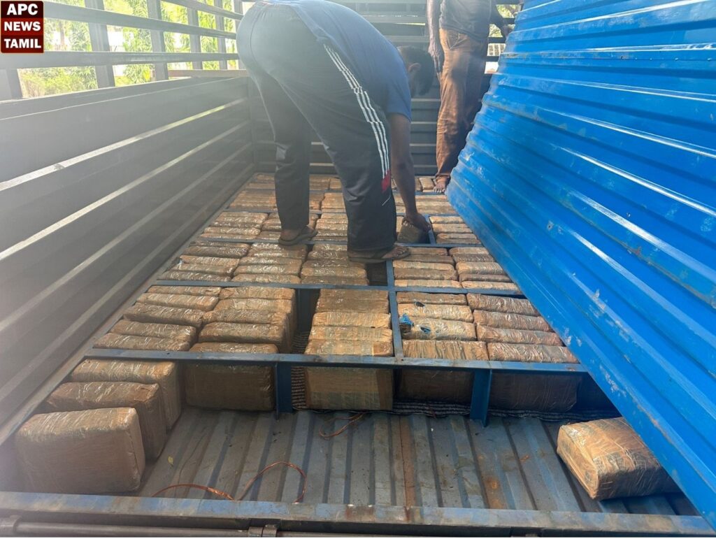 2 கோடி ரூபாய் மதிப்பிலான 320 கிலோ கஞ்சா பறிமுதல்!! மடக்கி பிடித்த போலீஸ்…