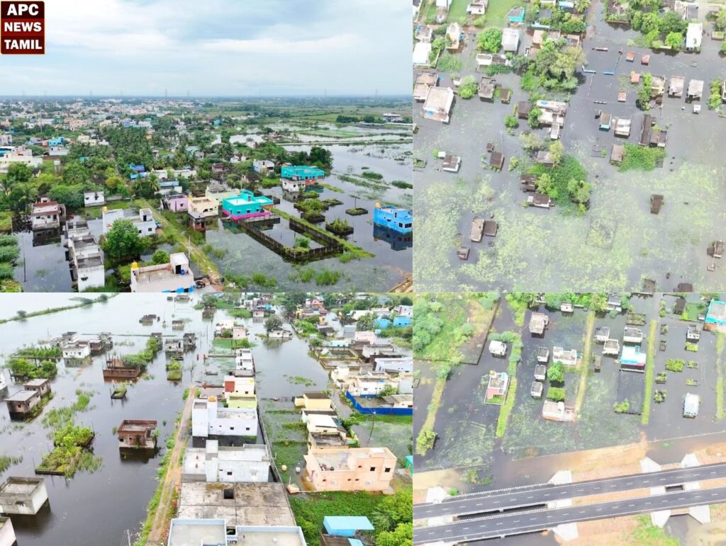 திருநின்றவூர் அருகே குடியிருப்புகளுக்குள் சூழ்ந்த மழைநீர் – மக்கள் வெளியே வரமுடியாமல் தவிப்பு