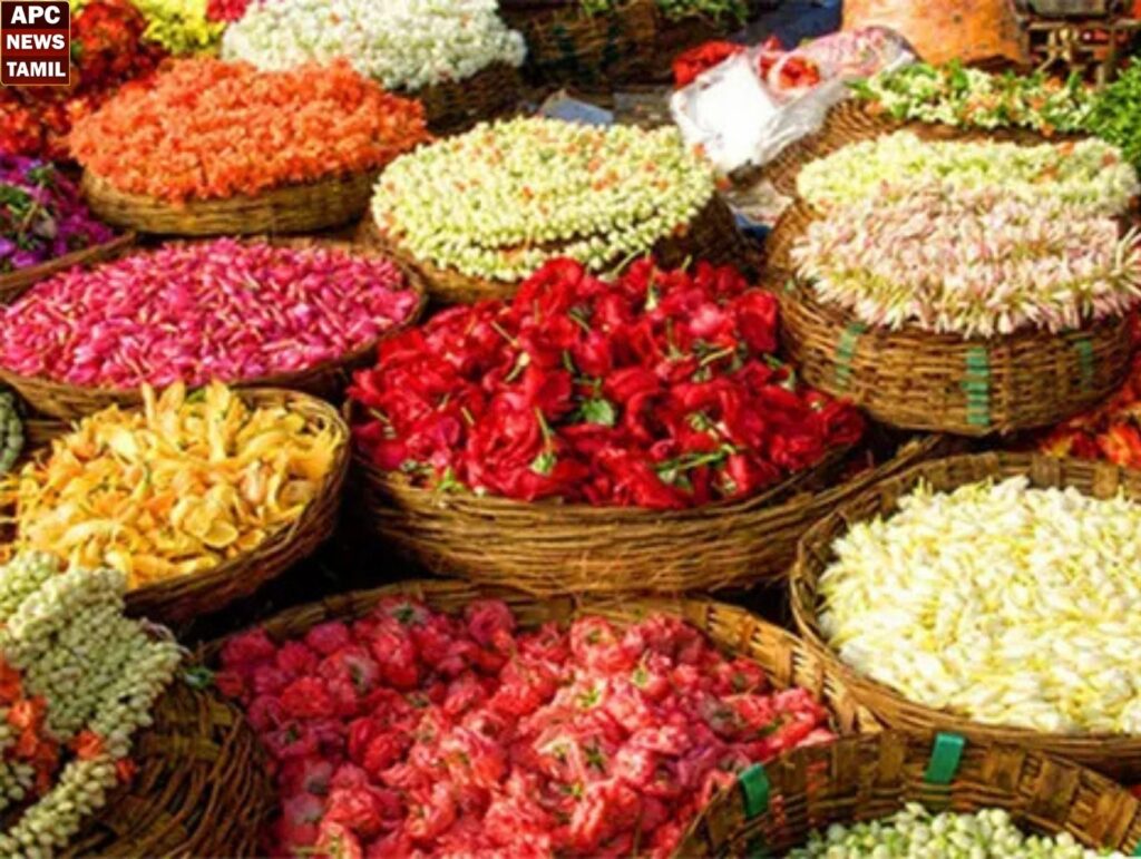 கனமழையின் காரணமாக பூக்கள் விலை கடும் வீழ்ச்சி!!