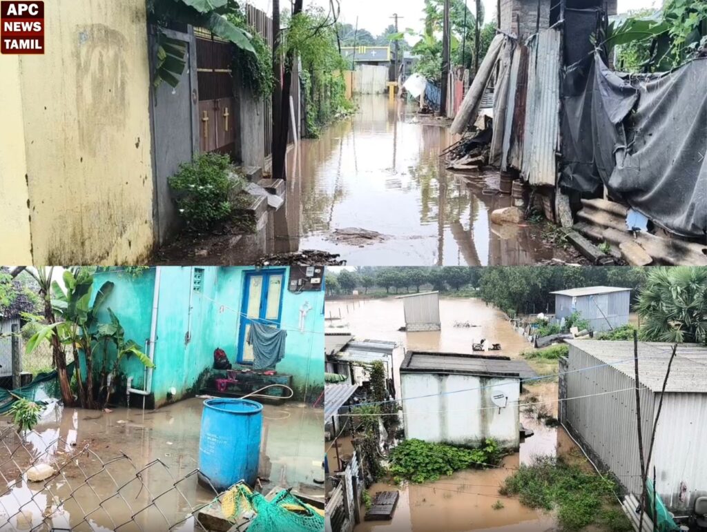 திருவள்ளூரில் வீடுகளுக்குள் புகுந்த நீரால் தொற்று நோய் பரவும் அபாயம்!!