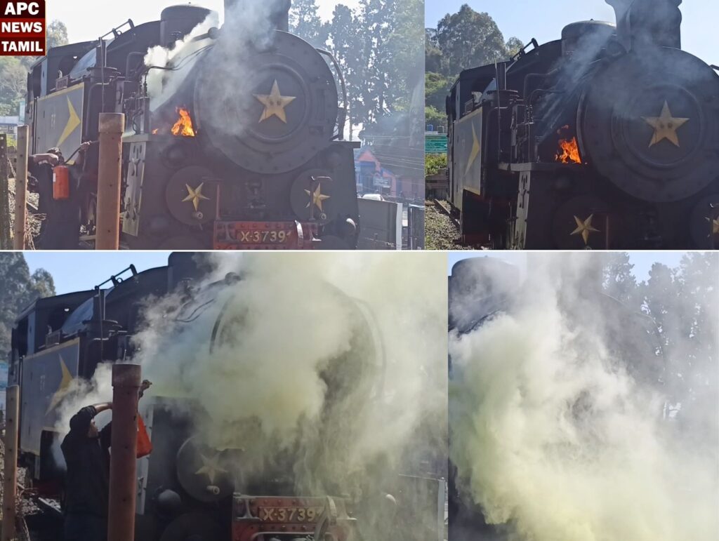 குன்னனூர் - ரயில் என்ஜினில் தீடீரென பற்றிய தீ…சுதாரித்த ஓட்டுநர்…பெறும் சேதம் தவிர்ப்பு…