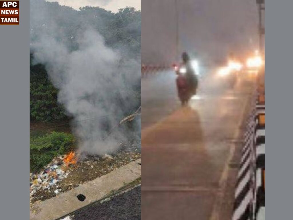 செங்கல்பட்டு: ரயில்வே மேம்பாலத்தின் கீழ் எரிக்கப்படும் குப்பை…. வாகன ஓட்டிகள் அவதி…