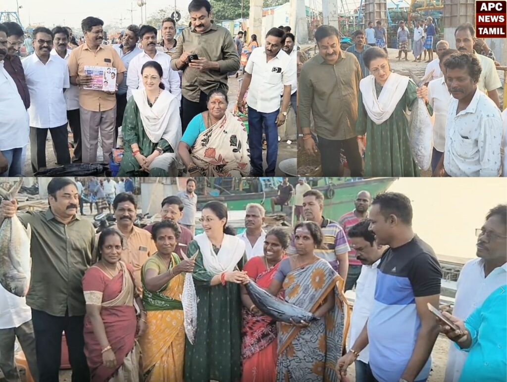 காசி மேட்டில் மீன் விற்பனை செய்த நடிகை… எம்.ஜி.ஆர் பாணியில் பிரச்சாரம்!!